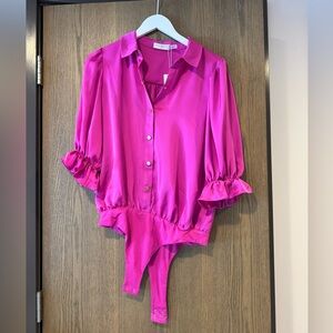 NWT ramy brook hot pink bodysuit blouse